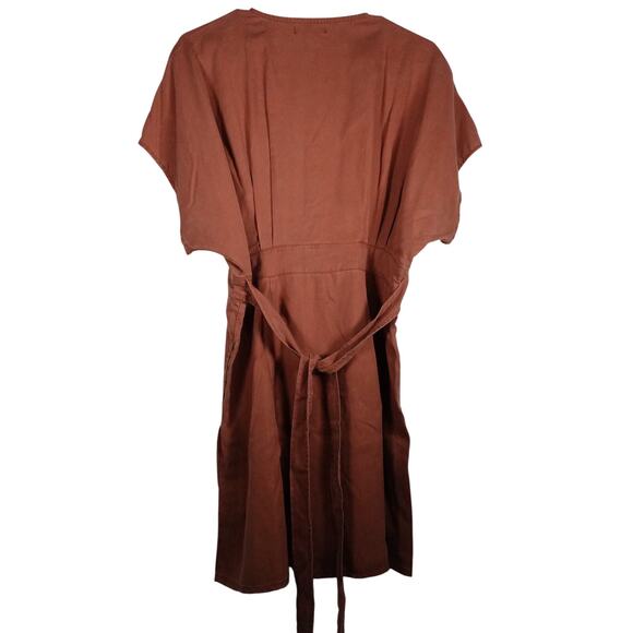 New Quince Womens Medium Vintage Wash Tencel Button Front Dress Terracotta 3856Y - Picture 10 of 10